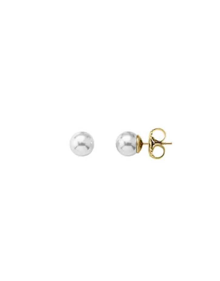 Cheap Majorica Gold-Plated Stud Earrings Lyra With White 8Mm Pearl