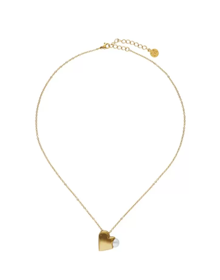 Outlet Majorica Heart Pendant Dolce Cuore In Steel And Heart With White Pearl