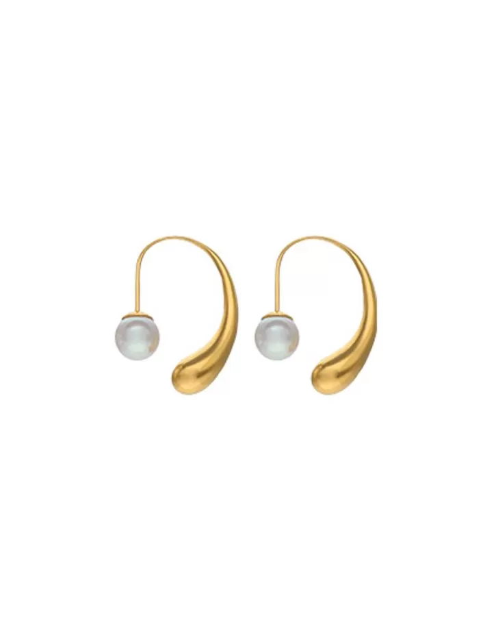 Best Majorica Juno Drop-Shaped Hoop Earrings In Golden Steel