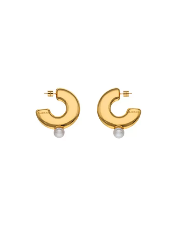 Hot Majorica Juno Large Hoop Earrings In Gold Steel And Pearl