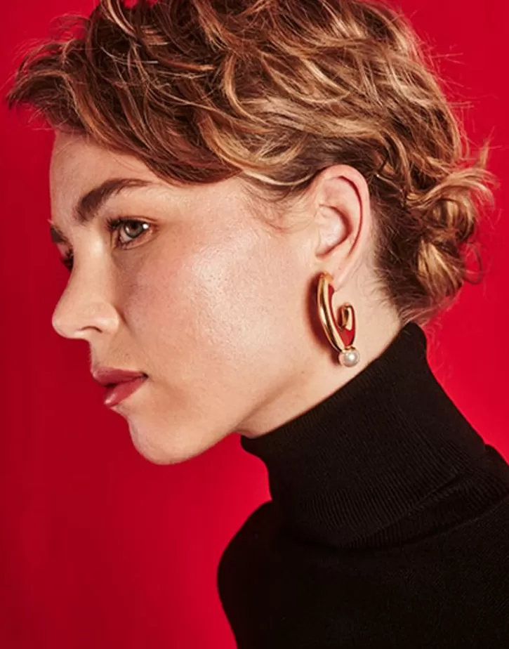 juno_large_hoop_earrings_in_gold_steel_and_pearl_2.webp Hot Majorica Juno Large Hoop Earrings In Gold Steel And Pearl