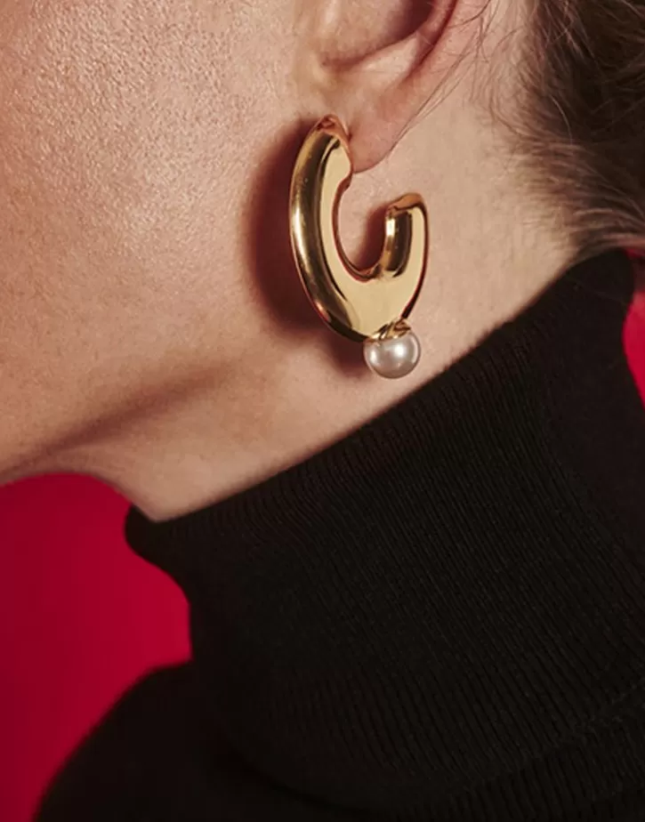 juno_large_hoop_earrings_in_gold_steel_and_pearl_4.webp Hot Majorica Juno Large Hoop Earrings In Gold Steel And Pearl
