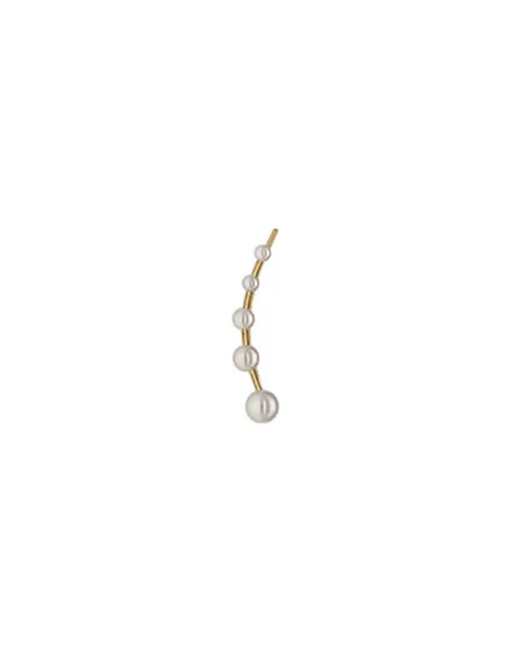 New Majorica Kea Gold Earcuff Earring With Round Pearls