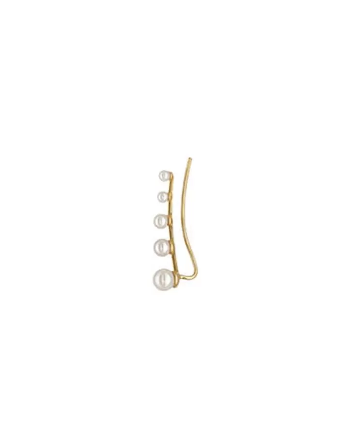New Majorica Kea Gold Earcuff Earring With Round Pearls