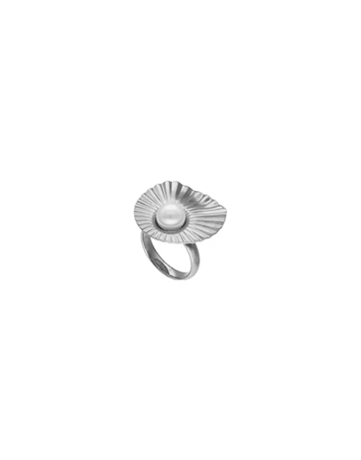 Discount Majorica Large Le Palm Steel Ring With White Pearl