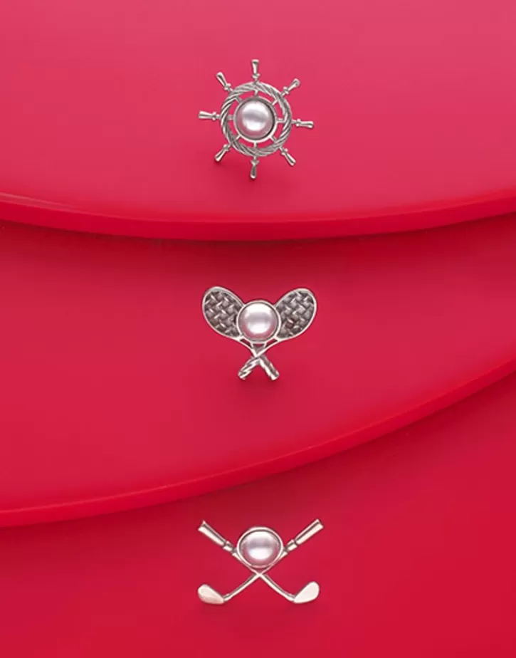 le_club_golf_broach_in_steel_with_a_white_half_pearl_3.webp Hot Majorica Le Club Golf Broach In Steel With A White Half Pearl