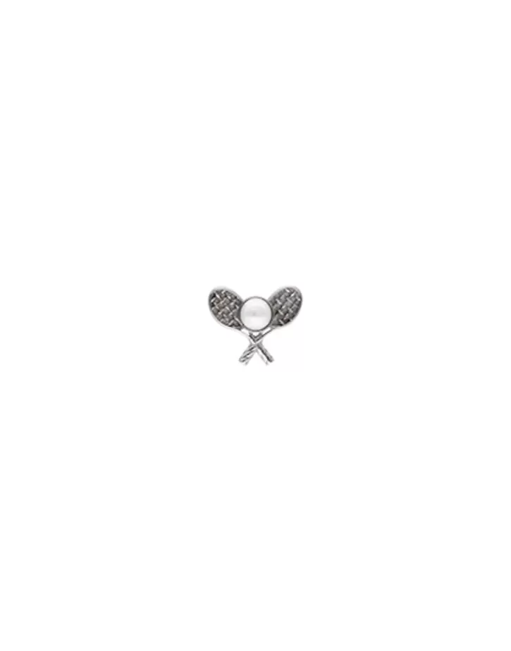Outlet Majorica Le Club Tennis Broach In Steel With A Half White Pearl