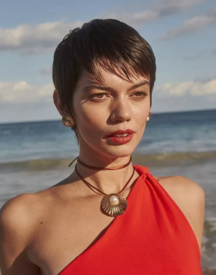 Shop Majorica Le Palm White Pearl Gold-Plated Steel Necklace With Brown Silk Cord