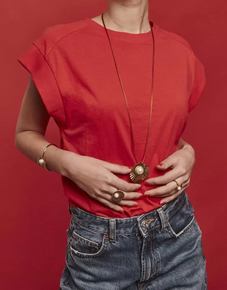 Shop Majorica Le Palm White Pearl Gold-Plated Steel Necklace With Brown Silk Cord