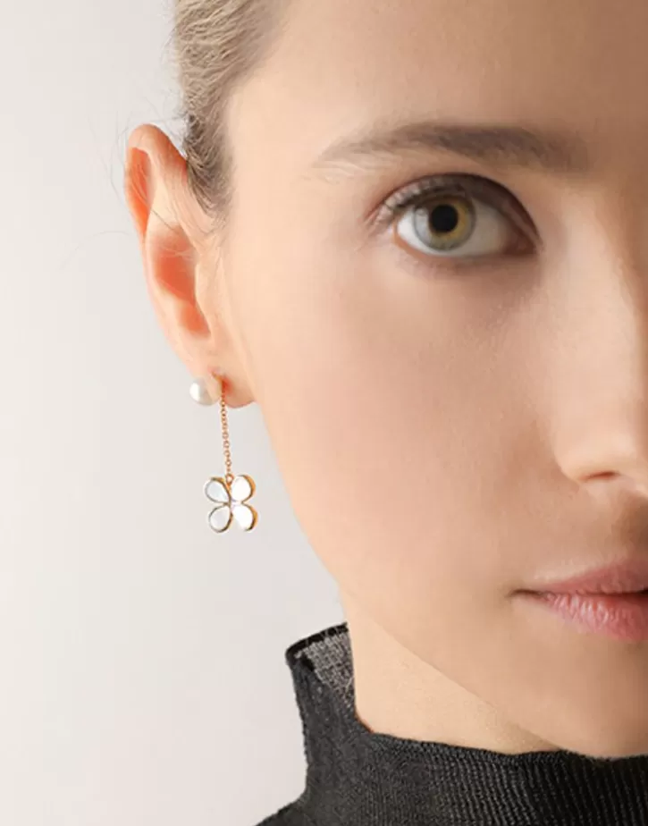 Clearance Majorica Long 2 In 1 Ayanti Earrings With A Round, White Pearl