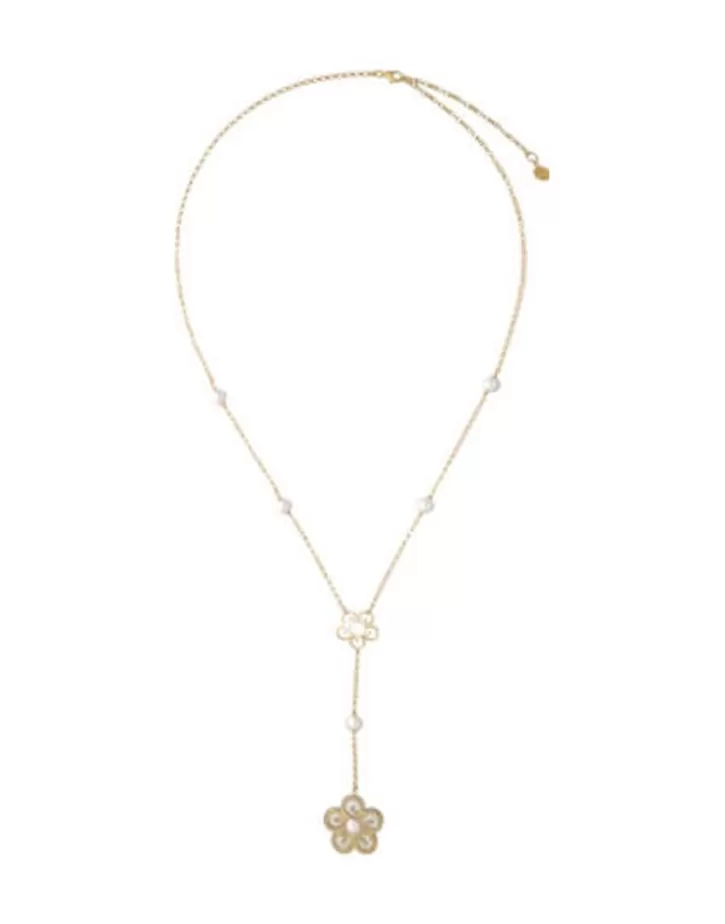 Best Sale Majorica Long Roxana Necklace With A Mother-Of-Pearl Flower