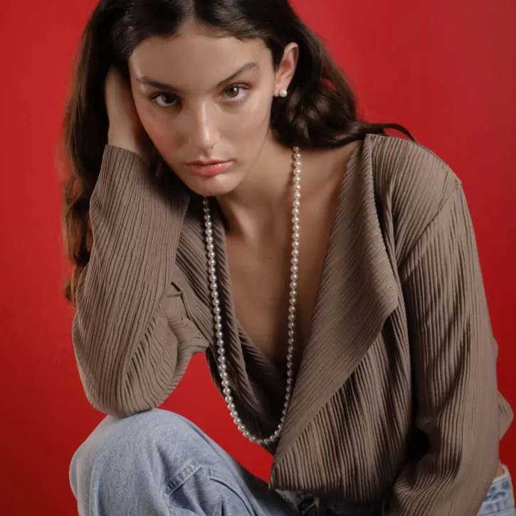 Store Majorica Long Silver Necklace Lyra 8Mm White Pearl 80Cm