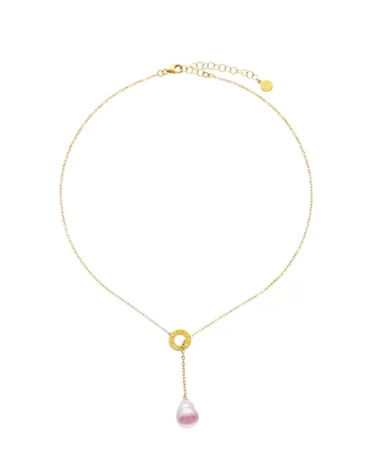 Cheap Majorica Luar Chain Necklace With Ruby Red Gradient Baroque Pearl