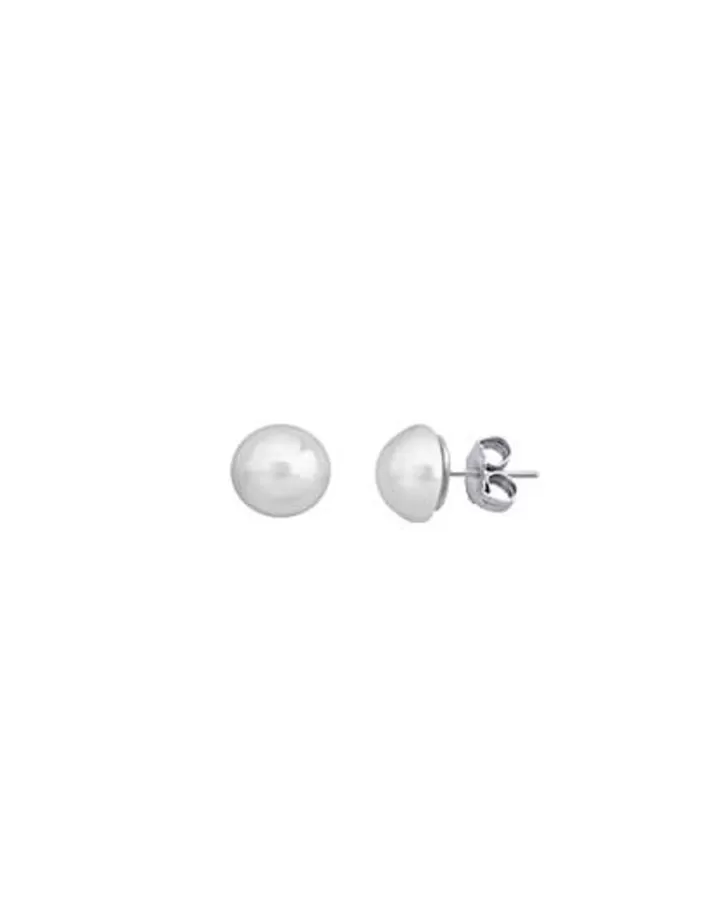 Clearance Majorica Mabe 10Mm White Pearl Earrings In Silver