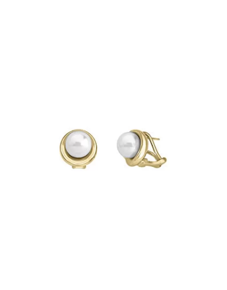 Best Sale Majorica Margot Gold-Plated Earrings With An Embedded Round Pearl