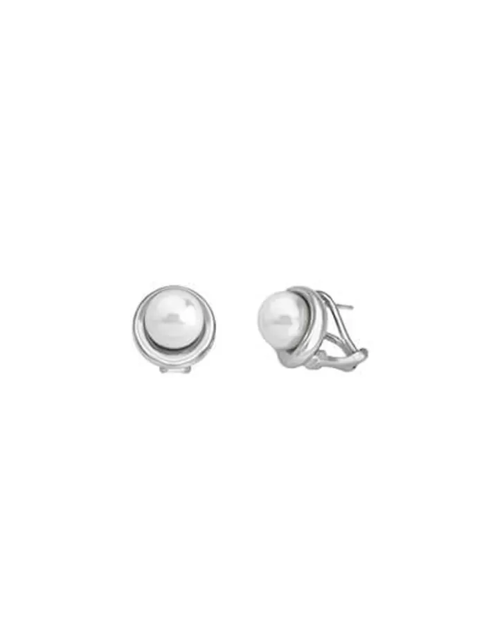 Online Majorica Margot Silver Earrings With An Embedded Round Pearl