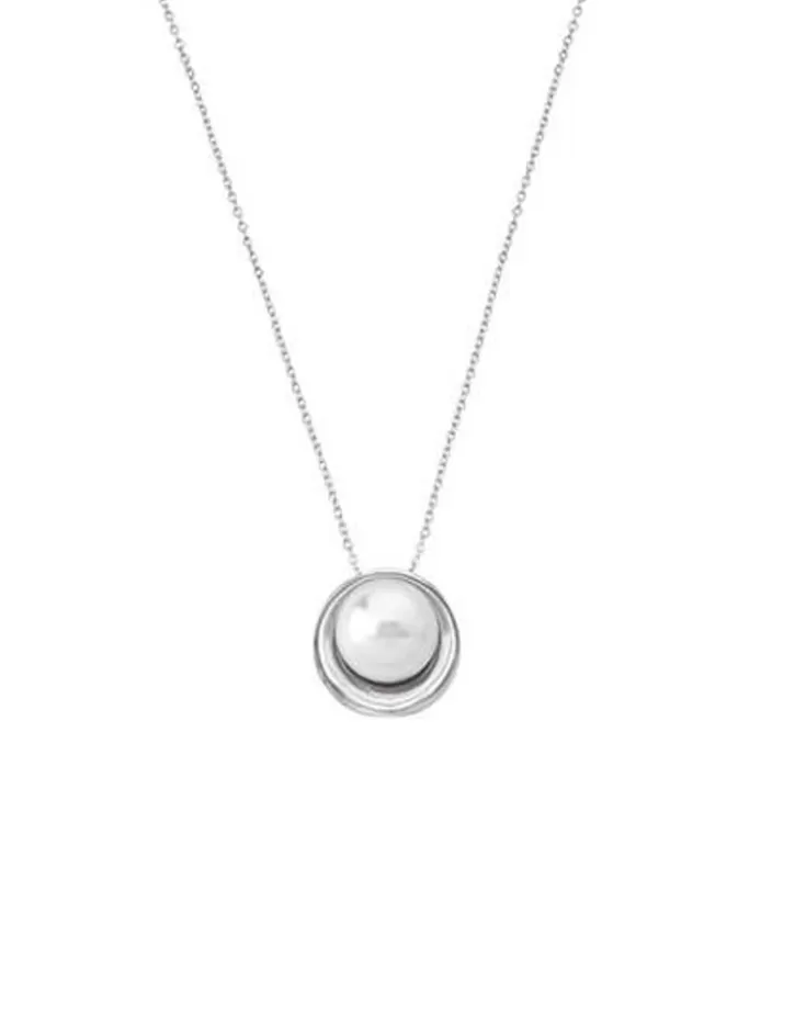 Shop Majorica Margot Silver Necklace With An Embedded Round Pearl