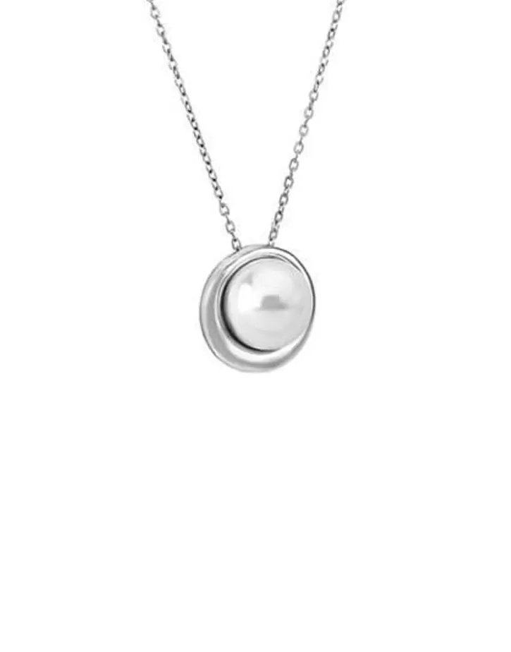 margot_silver_necklace_with_an_embedded_round_pearl_2.webp Shop Majorica Margot Silver Necklace With An Embedded Round Pearl