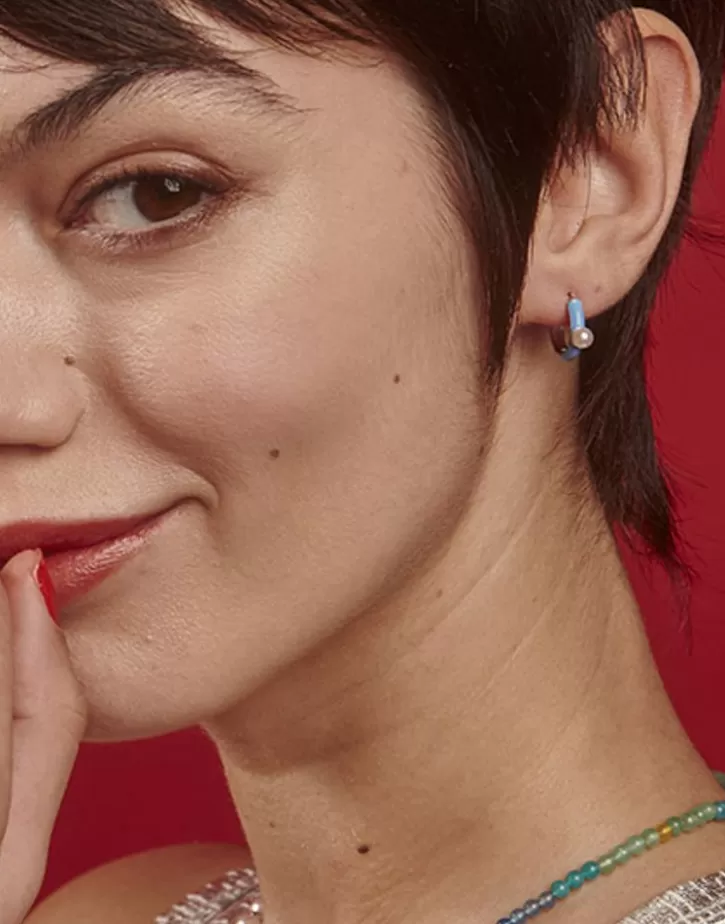 Cheap Majorica Mini 4 Mm Color Pop Pearl Blue Hoop Earrings