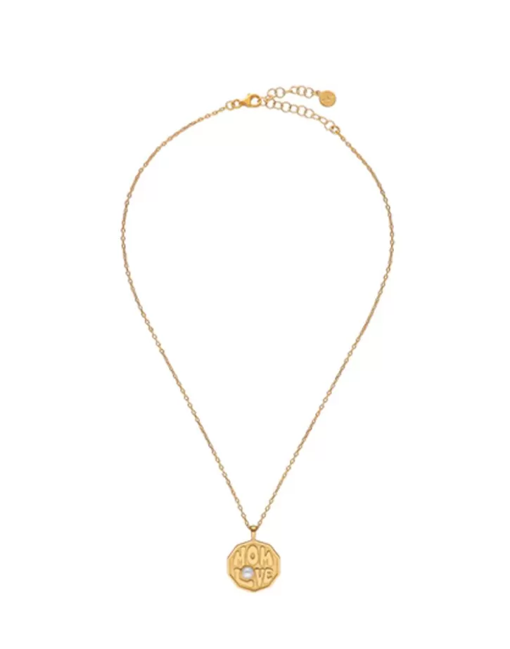 Sale Majorica Mom Love Necklace With Gold Pendant