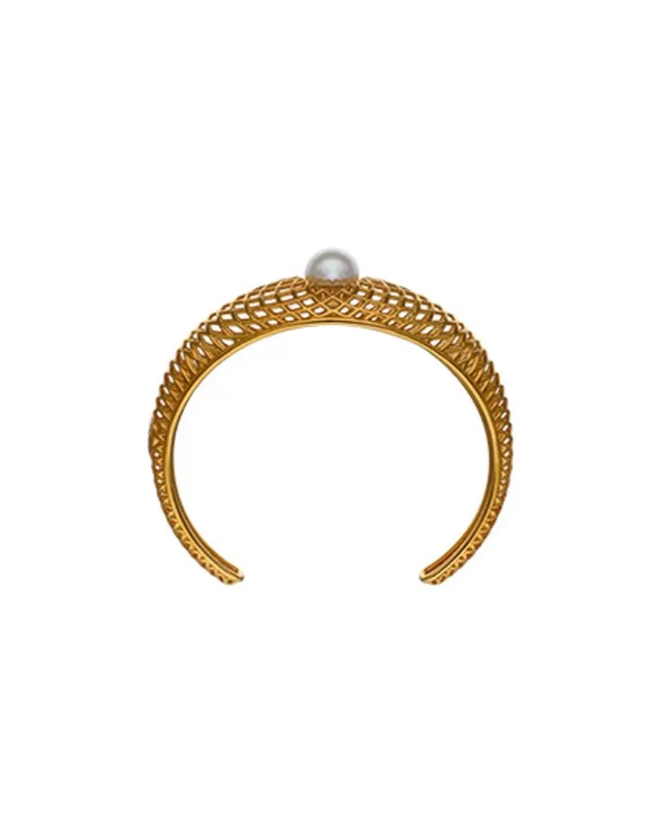 Hot Majorica Openwork Etna Large Bangle In Gold-Plated Silver
