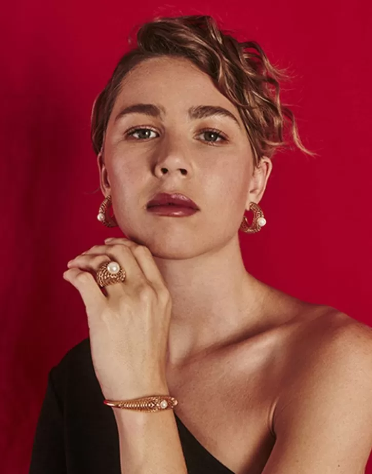 Discount Majorica Openwork Etna Large Ring In Gold-Plated Silver