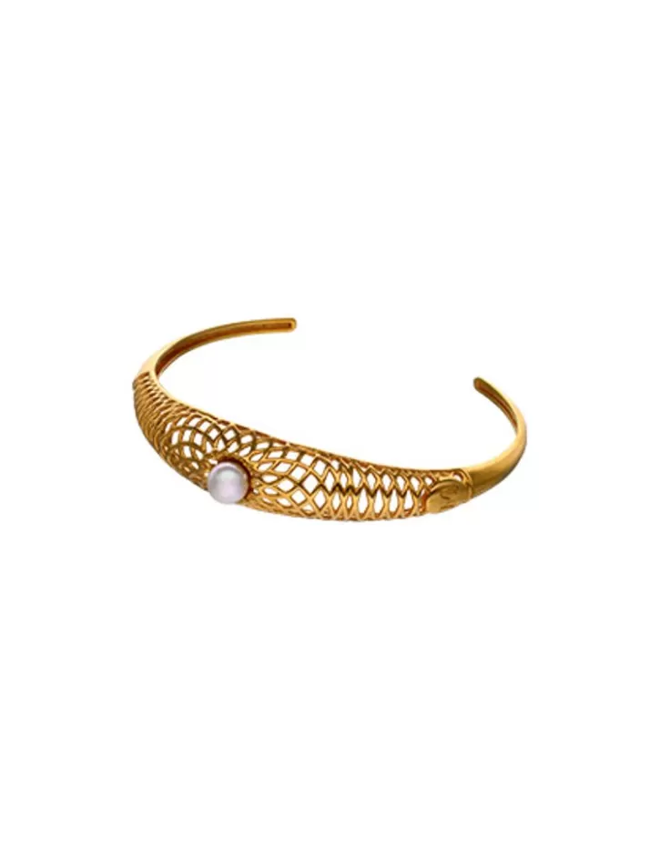 Flash Sale Majorica Openwork Etna Medium Bangle In Gold-Plated Silver