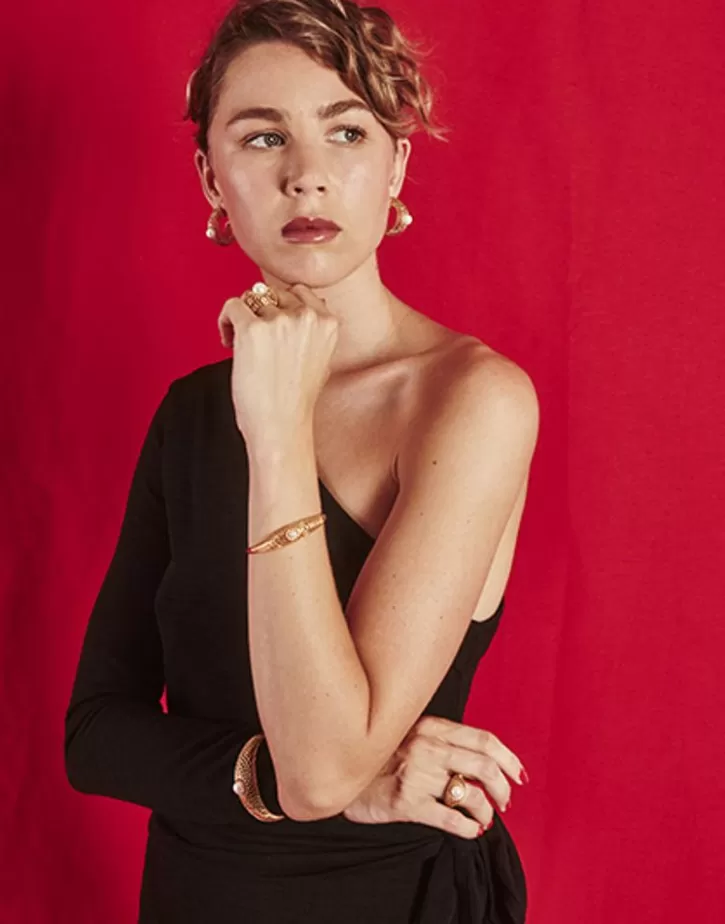 Flash Sale Majorica Openwork Etna Medium Bangle In Gold-Plated Silver