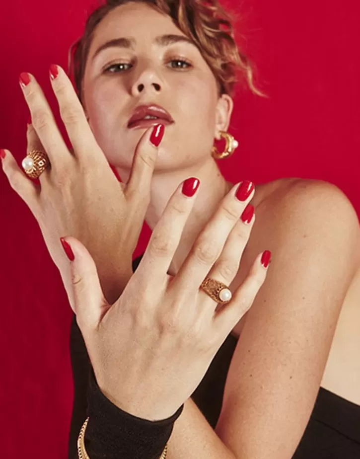 Discount Majorica Openwork Etna Medium Ring In Gold-Plated Silver