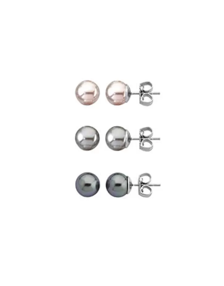 Hot Majorica Pearl Earrings Set Lyra 8 Mm Rose, Gray, Nuage