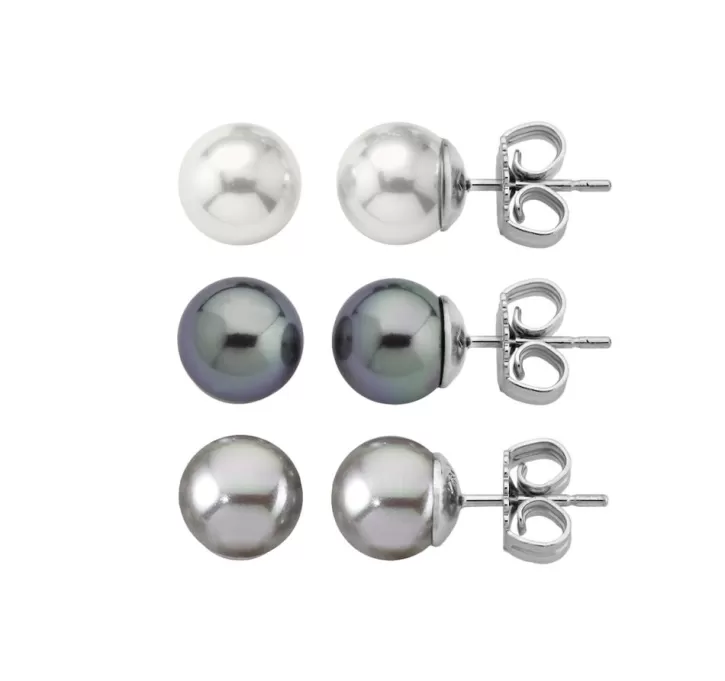 Flash Sale Majorica Pearl Earrings Set Lyra 8 Mm White, Gray, Nuage