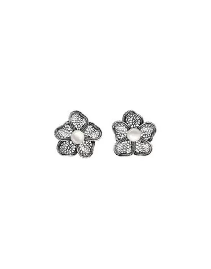 Fashion Majorica Pearl Filigree Flower Earrings Peregrina