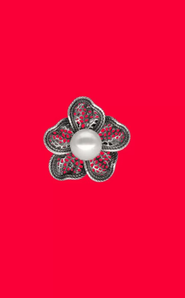 Cheap Majorica Pearl Ring Peregrina With Filigree Flower