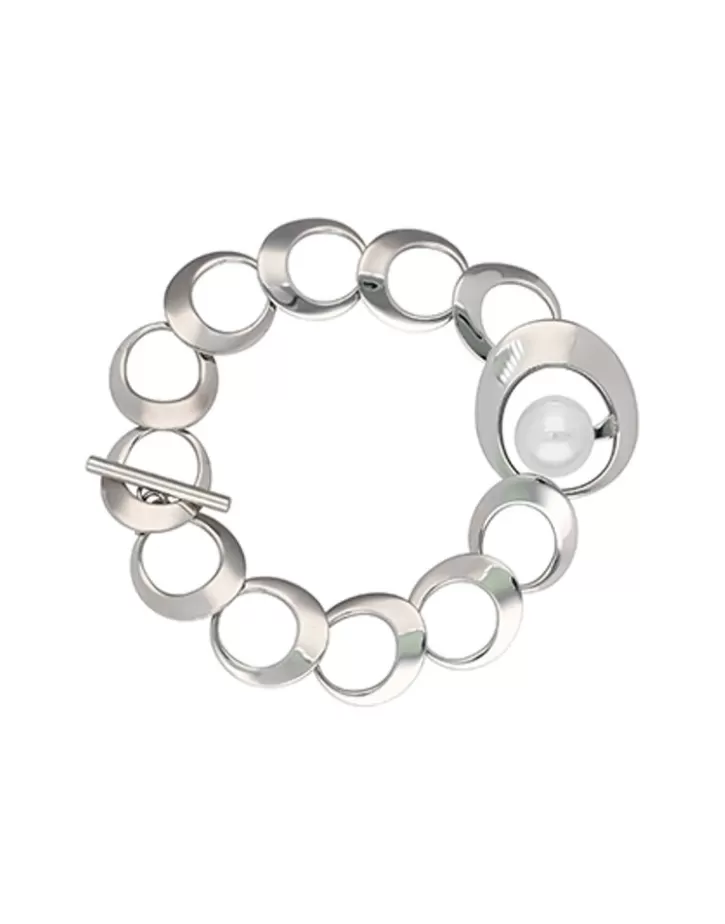 Fashion Majorica Petra Bracelet In Steel With A White Pearl