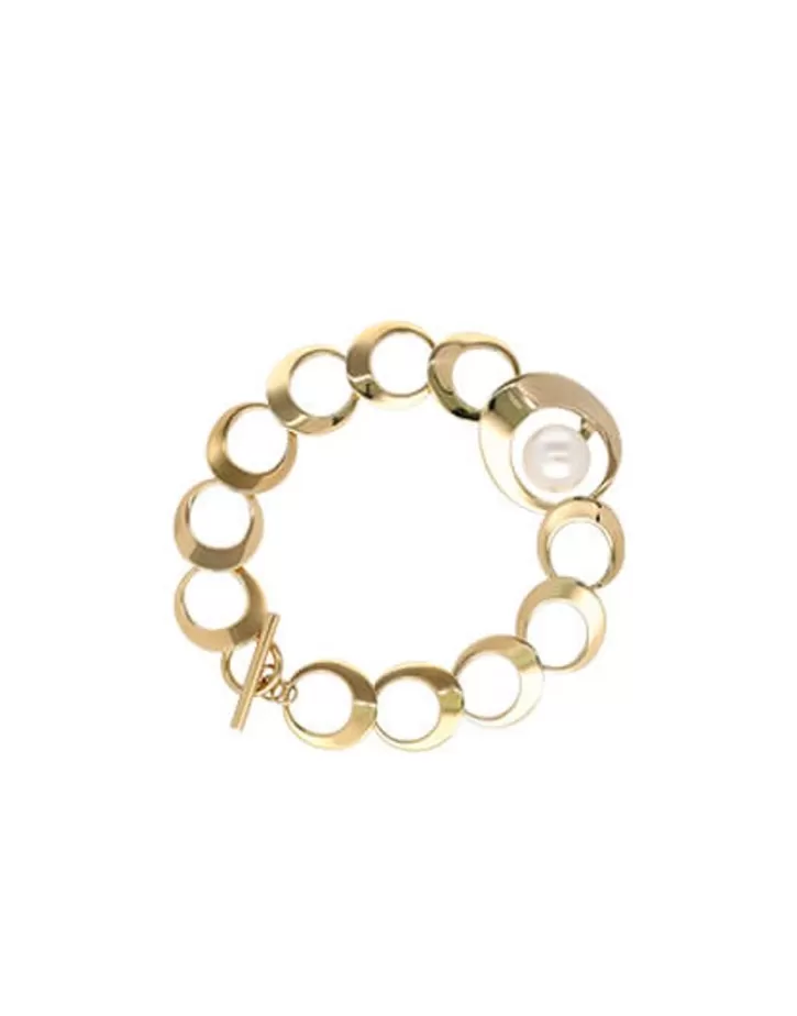 Sale Majorica Petra Chain Bracelet Golden With White Pearl