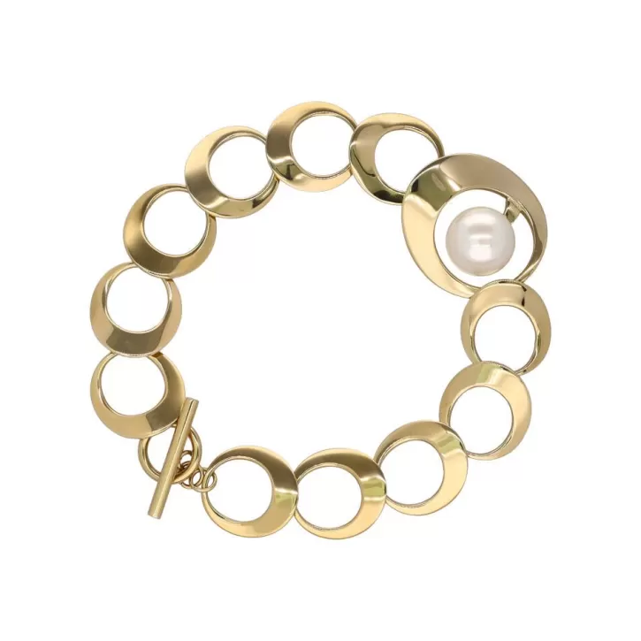 Sale Majorica Petra Chain Bracelet Golden With White Pearl
