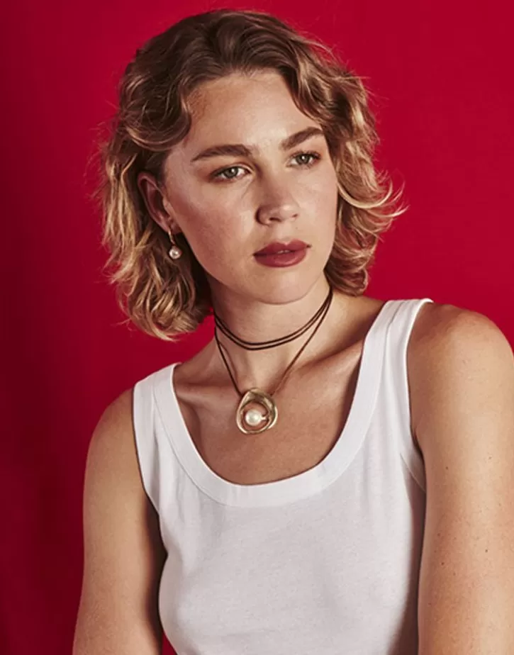 Shop Majorica Petra Cord Necklace In Gold Steel And Coffee Silk