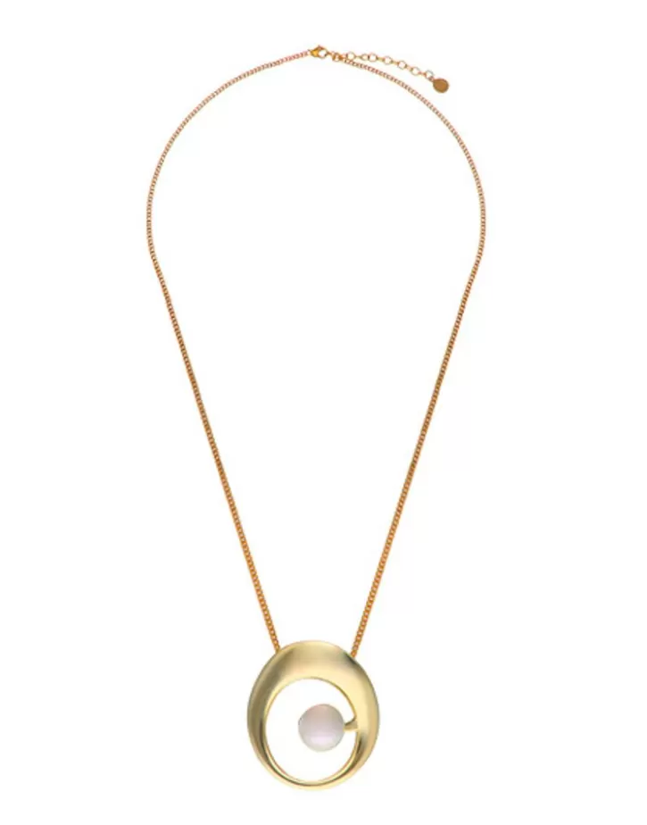 Best Majorica Petra Gold Steel Necklace With Xl Pendant