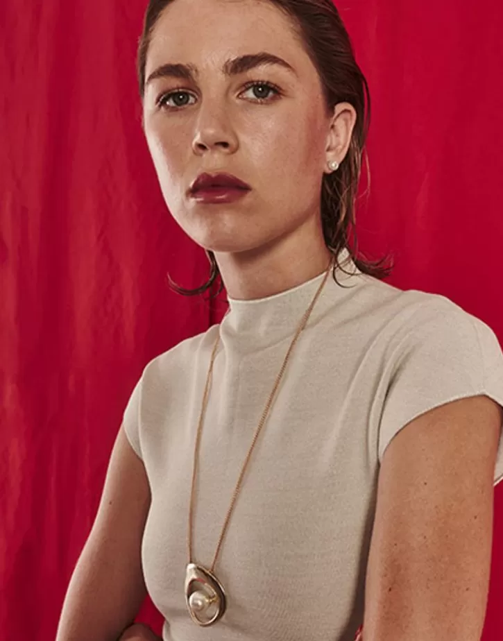 petra_gold_steel_necklace_with_xl_pendant_3.webp Best Majorica Petra Gold Steel Necklace With Xl Pendant