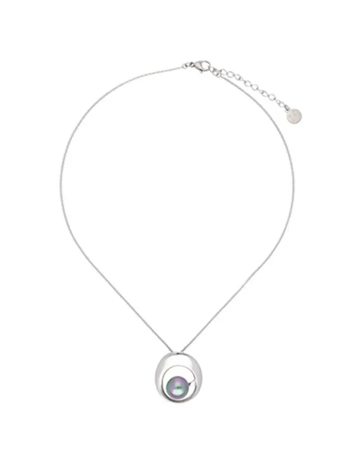 Outlet Majorica Petra Pendant With Grey Pearl And Steel Chain