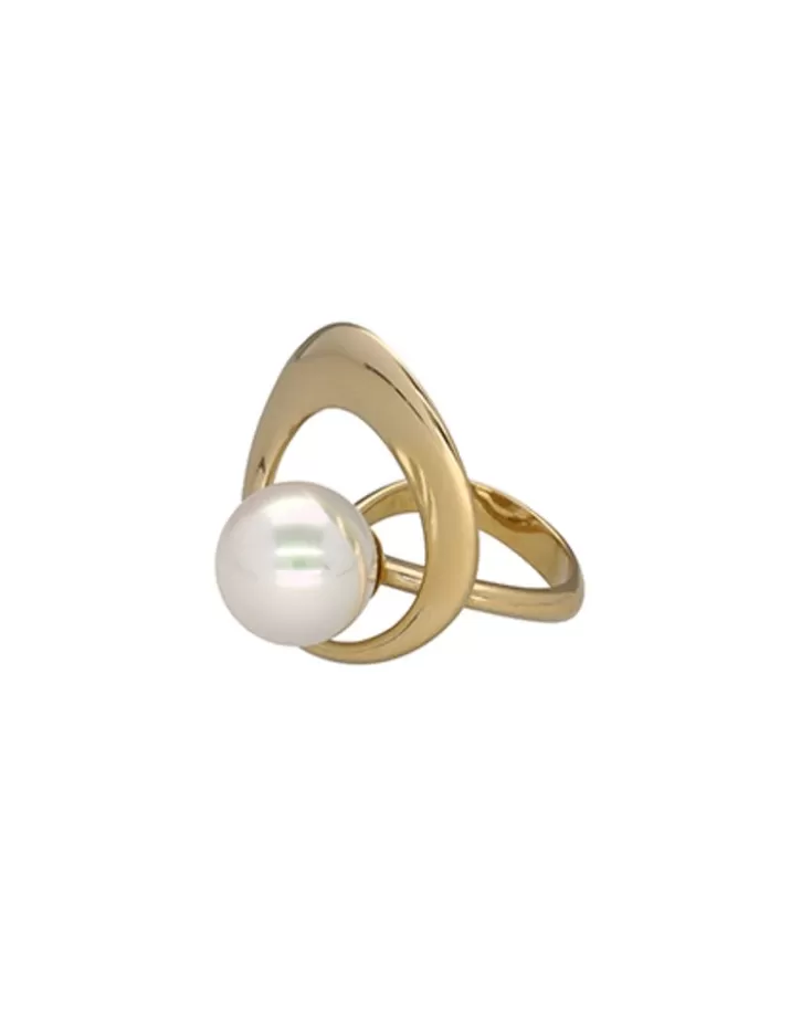 Discount Majorica Petra Ring With Pearl In Gold Steel