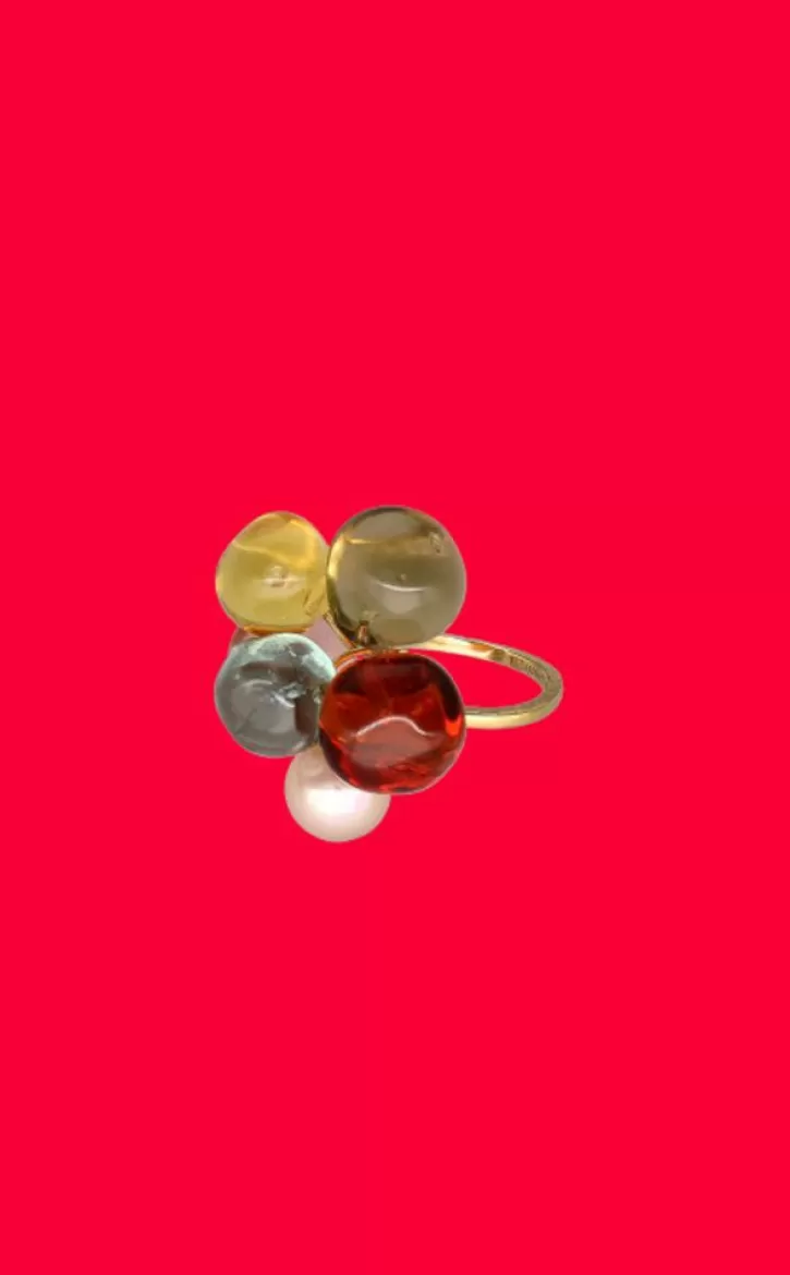 Sale Majorica Ring Flower Corfu With Pearls And Murano Glass