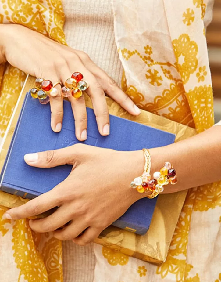 ring_flower_corfu_with_pearls_and_murano_glass_2.webp Sale Majorica Ring Flower Corfu With Pearls And Murano Glass