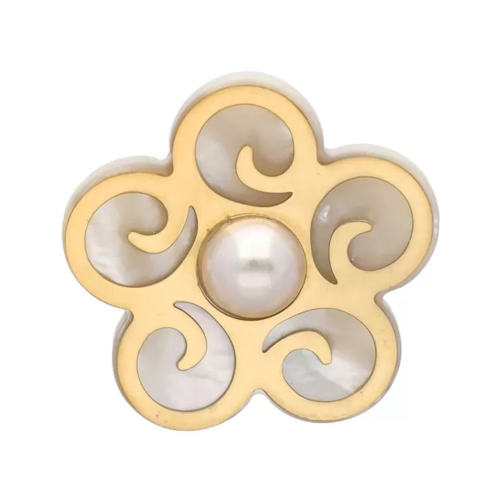 New Majorica Roxana Big Ring With Mother-Of-Pearl
