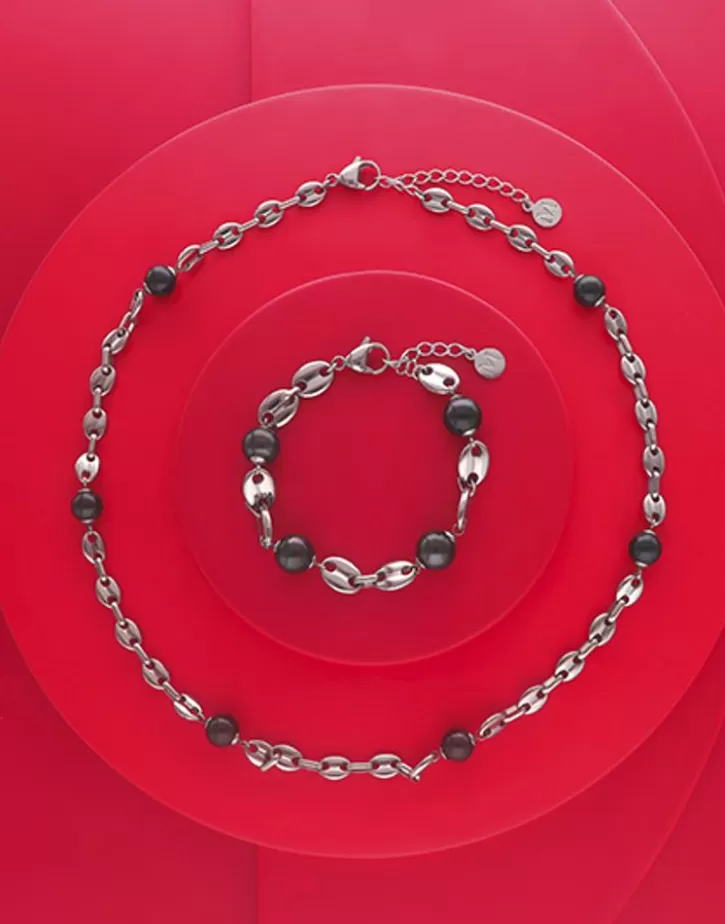 sailor_chain_bracelet_in_steel_and_black_pearls_4.webp Store Majorica Sailor Chain Bracelet In Steel And Black Pearls