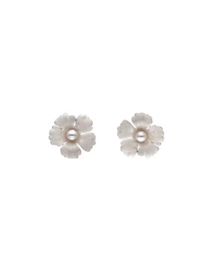 Cheap Majorica Santorini Bianco Bridal Earrings Large Nacre Flower With Pearls