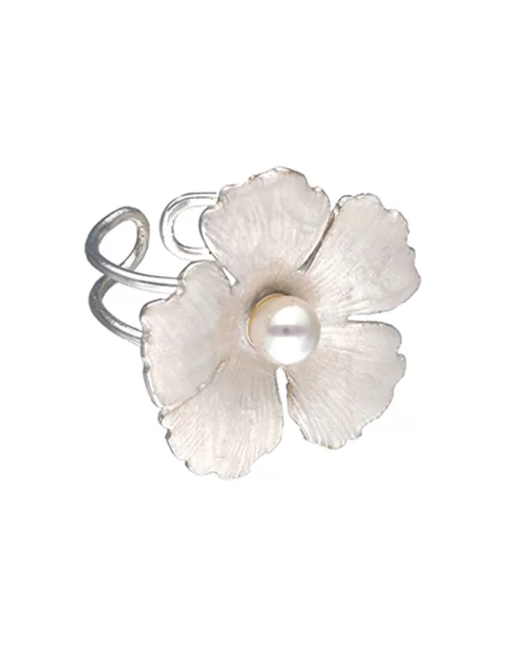 Discount Majorica Santorini Bianco Bridal Ring With Large Nacre Flower And Round Pearl
