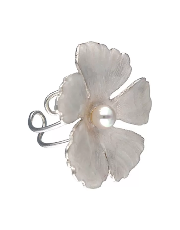 Discount Majorica Santorini Bianco Bridal Ring With Small Nacre Flower And Round Pearl