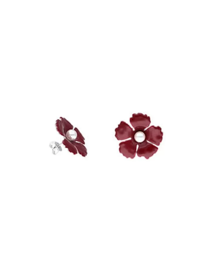 santorini_small_flower_red_earrings_in_silver_2.webp Outlet Majorica Santorini Small Flower Red Earrings In Silver