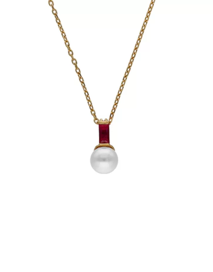 selene_goldplated_necklace_with_pearl_and_ruby_red_zirconia_4.webp Outlet Majorica Selene Gold-Plated Necklace With Pearl And Ruby Red Zirconia